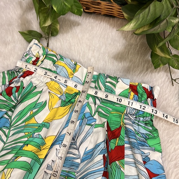 ZARA Green Yellow Tropical Print High Waist MIDI Skirt Sz Small - Picture 12 of 15